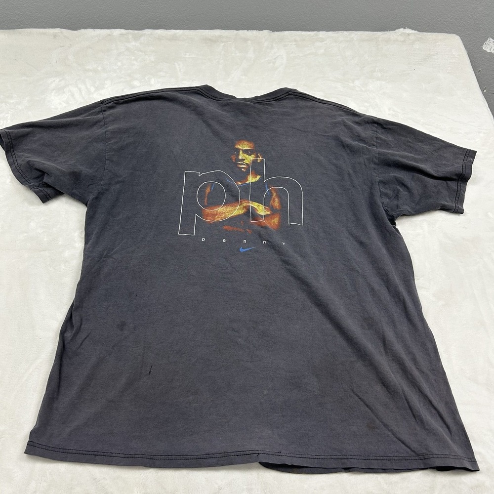 Nike Penny Hardaway T-Shirt Mens XL Grey Vintage 90s 1-Cent Logo Faded USA